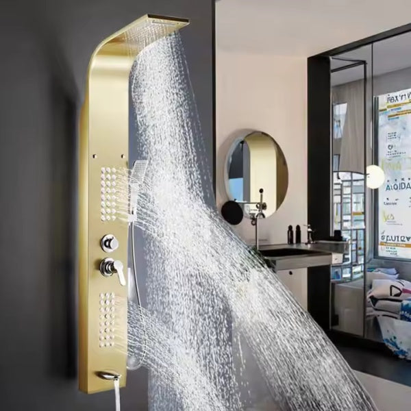 Panou dus hidromasaj inox auriu/argintiu 5 functii