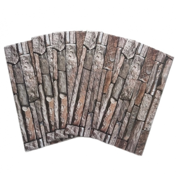 Tapet autoadeziv decorativ 30x60 model caramida maro/gri