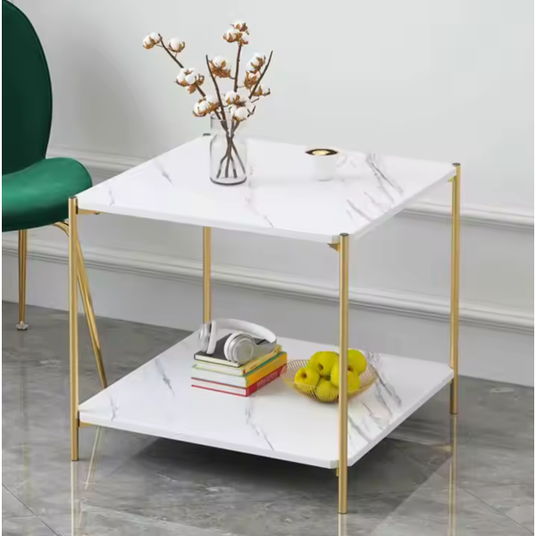 Masuta patrata cu 2 niveluri pentru depozitare, design modern si compact, 40 x 40 x 42 cm