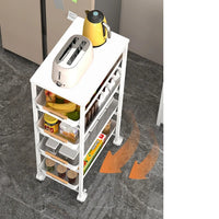 Suport slim portabil cu 5 nivele, 4 rafturi retractabile si 1 polita din MDF, rotativ 360°, 38x 23.5 x 81.5 cm - imagine 4