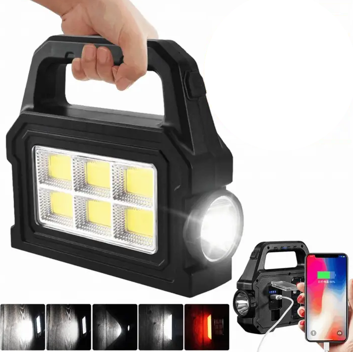 Lanterna solara COB +LED portabila, reincarcabila, raza lunga, 50m, design compact