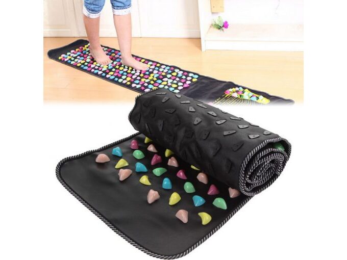 Covor de masaj prin presopunctura, pentru picioare, lungime 135x35cm, Negru