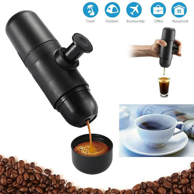 Espressor manual portabil cu cescuta incorporata, pentru voiaj