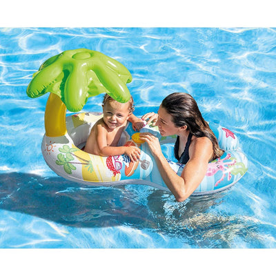 Colac gonflabil pentru copii 1-2 ani, cu protectie soare, Intex Baby Swim Float