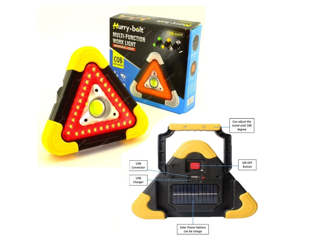 Lampă LED multifuncțională de urgență pentru auto, cu lumină de avertizare și încărcare solară