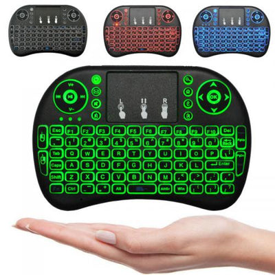 Mini tastatura wireless, cu touchpad, iluminata LED pentru PC, Laptop, Tableta, Xbox, Smart TV, Play Station, Raza 10m