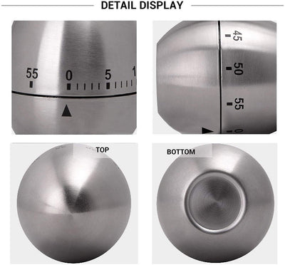Cronometru de bucatarie argintiu din inox Egg Timer
