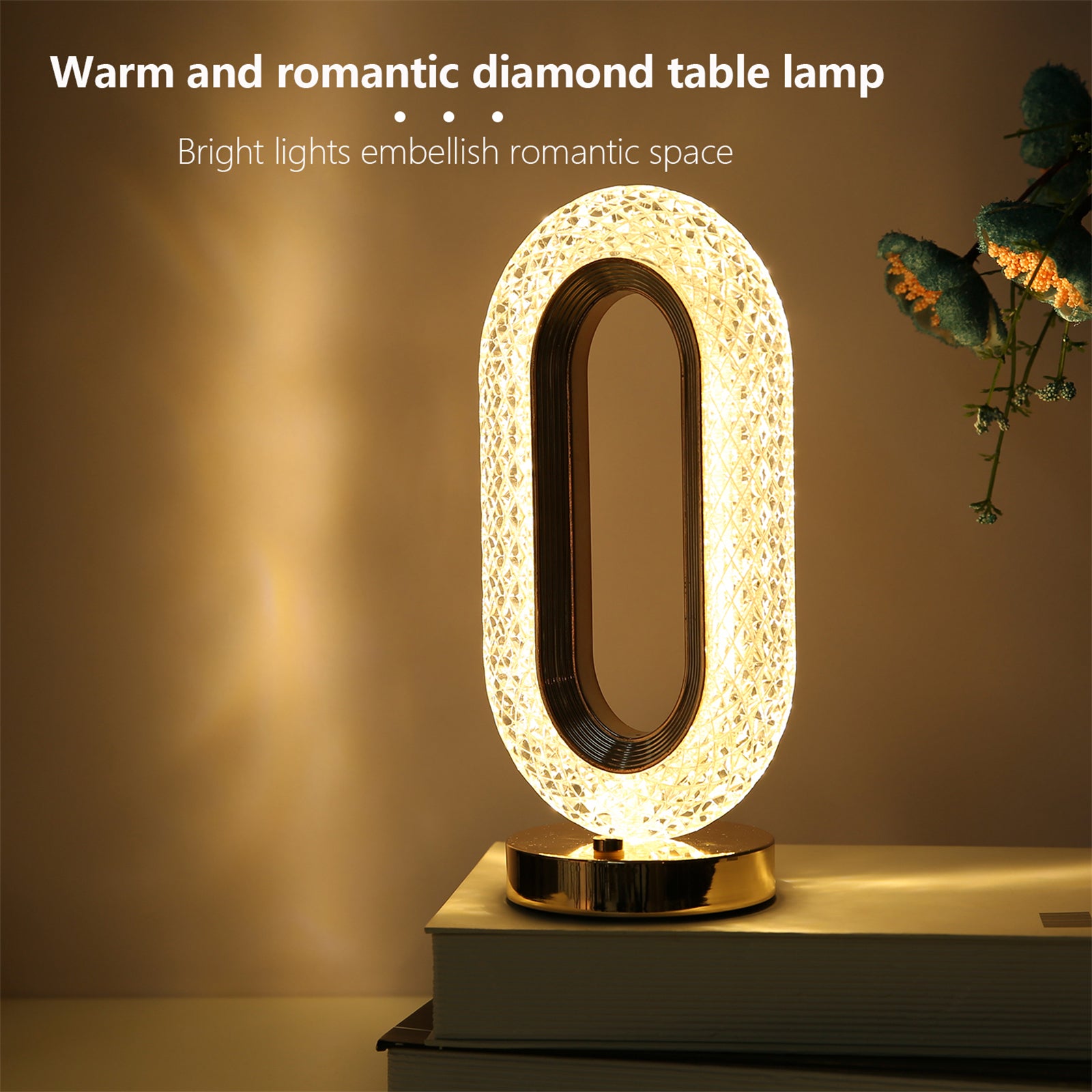 Lampa Diamond Crystal LED cu 3 temperaturi de culoare, alb rece, alb cald, neutru, culoare auriu