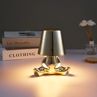 Veioza cu touch, Little Golden Man Thinker Lamp, incarcare USB, aurie, 3W - imagine 7