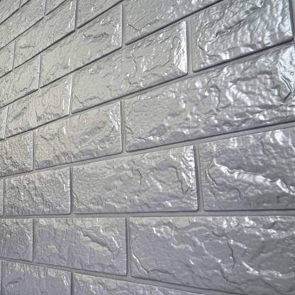 Tapet 3D caramizi argintii, gri, auto-adeziv pentru interior, 70 x 77 cm