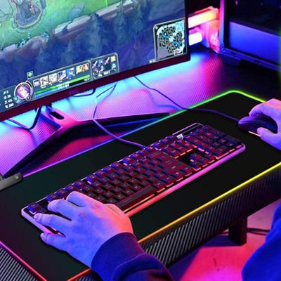 Mouse Pad gaming cu iluminare led RGB 90 x 40 negru