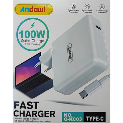 Incarcator Andowl cu Cablu USB Type-C, Incarcare super rapida de 100W