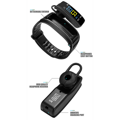 Bratara fitness 2 in 1, Smart Bracelet, cu casca Bluetooth inclusa