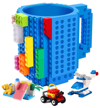 Cana customizabila cu piese lego, pentru copii, 350 ml, plastic