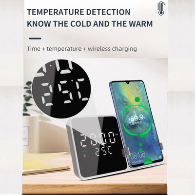 Ceas desteptator cu incarcare wireless W5 si afisaj temperatura in timp real