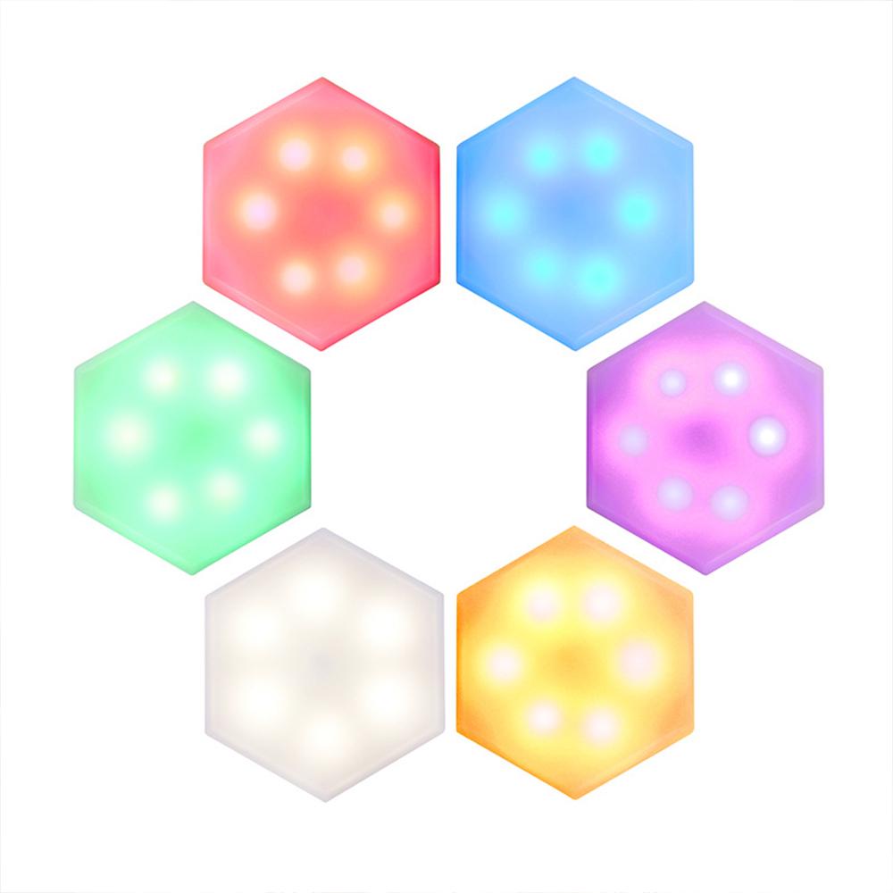 Set 6 lampi LED RGB modulare, model Hexagon, cu telecomanda si senzor tactil
