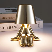 Veioza cu touch, Little Golden Man Thinker Lamp, incarcare USB, aurie, 3W - imagine 9