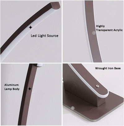 Lampa de podea tip semiluna, design nordic minimalist, cu potentiometru, alb cald, 142cm