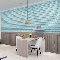 Tapet 3D caramizi bleu, auto-adeziv pentru interior, 70 x 77 cm - imagine 5