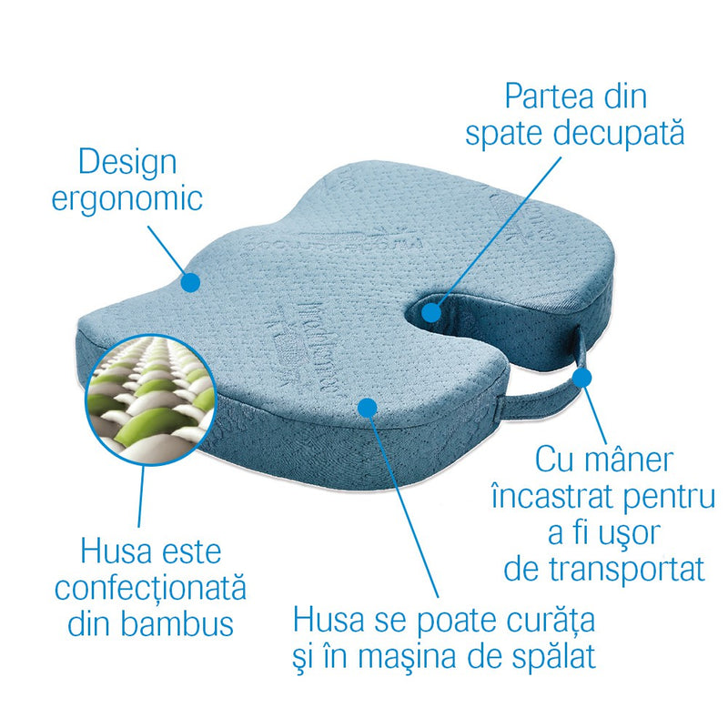 Perna confort pentru sezut Miracle Bamboo M14487, albastru