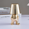 Veioza cu touch, Little Golden Man Thinker Lamp, incarcare USB, aurie, 3W