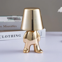 Veioza cu touch, Little Golden Man Thinker Lamp, incarcare USB, aurie, 3W - imagine 12