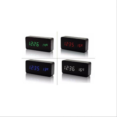 Ceas digital din lemn 862-VST cu afisaj LED temperatura si alarma