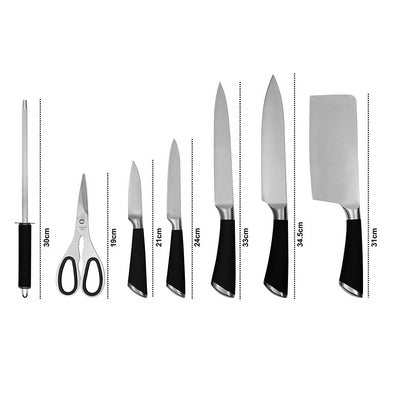 Set de bucatarie Priority Chef cu foarfeca, pila si suport, otel inoxidabil, 8 piese