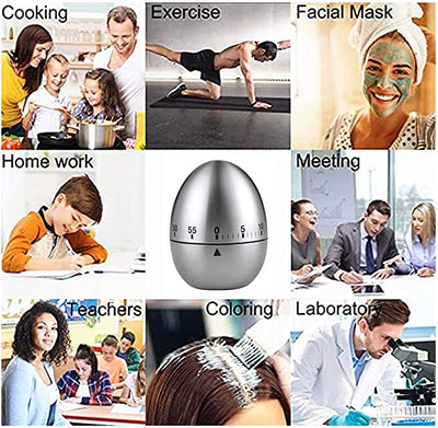 Cronometru de bucatarie argintiu din inox Egg Timer