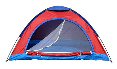 Cort camping 2-6 persoane cu plasa pentru insecte rosu/albastru