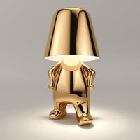 Veioza cu touch, Little Golden Man Thinker Lamp, incarcare USB, aurie, 3W - imagine 11