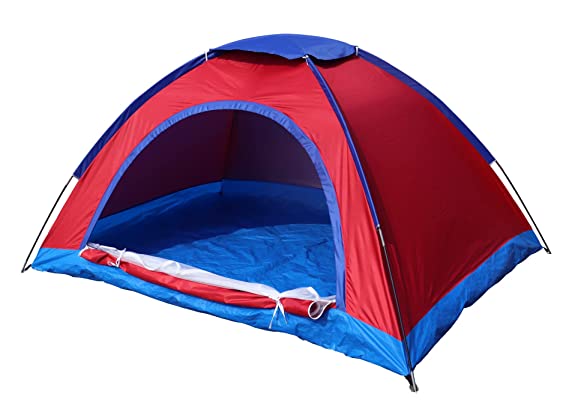 Cort camping 2-6 persoane cu plasa pentru insecte rosu/albastru