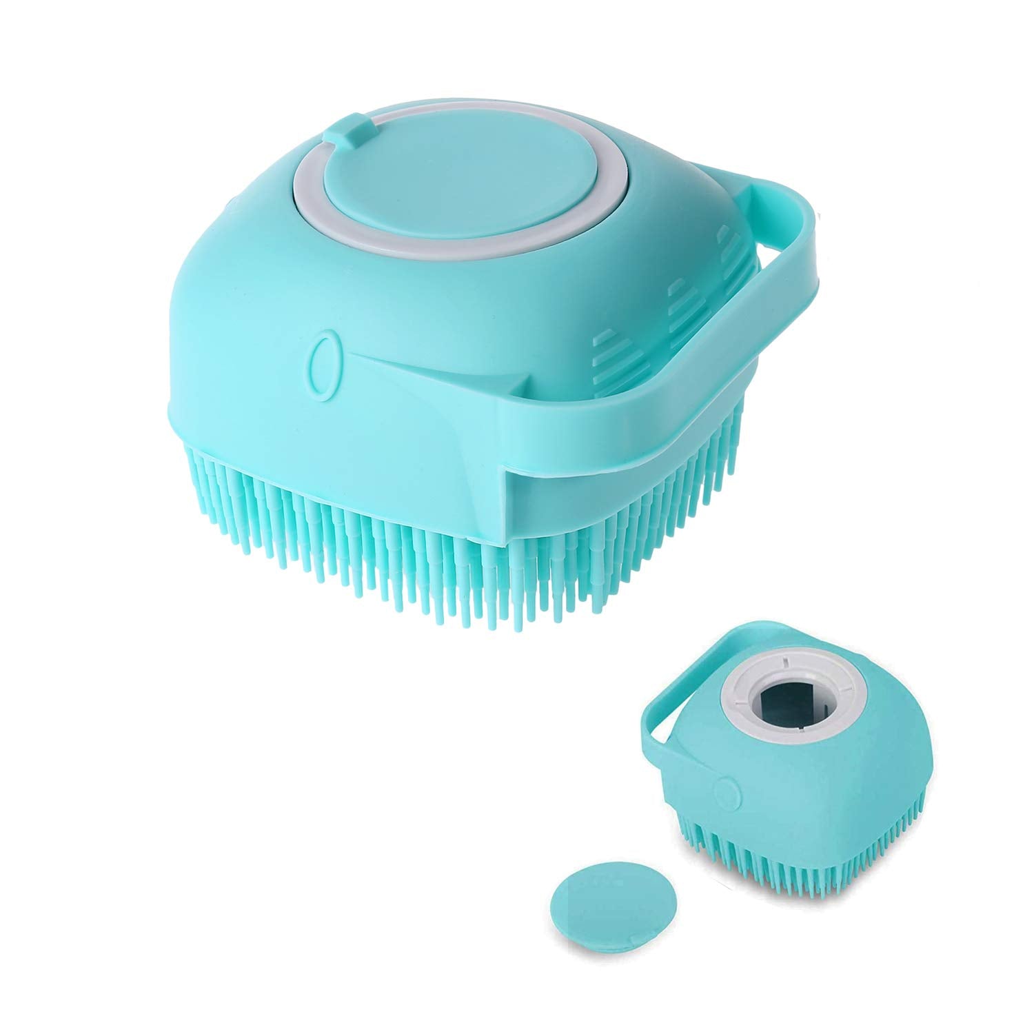 Burete de baie din silicon, Mini Soft Brush, cu rezervor pentru gel de dus / sampon