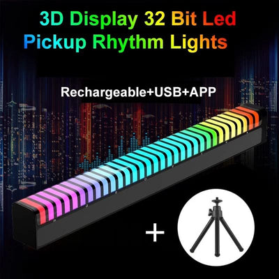 Bara cu leduri RGB 360°, control prin aplicatie, 32 leduri, multiple moduri, cu suport