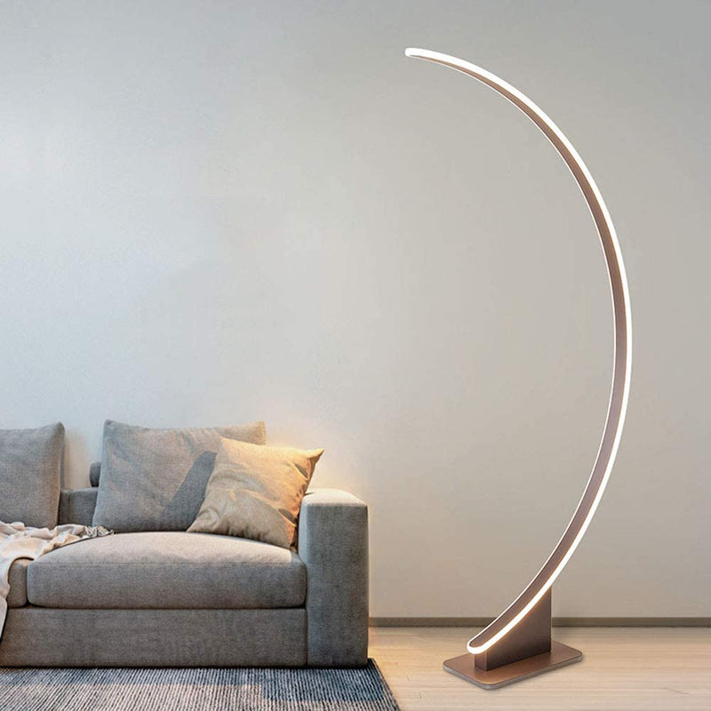 Lampa de podea tip semiluna, design nordic minimalist, cu potentiometru, alb cald, 142cm