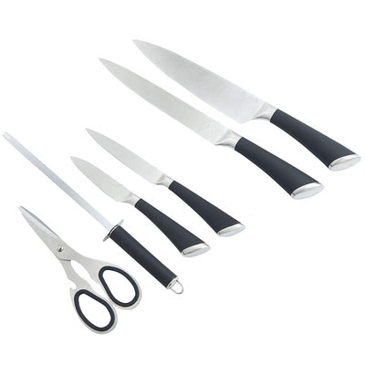Set de bucatarie Priority Chef cu foarfeca, pila si suport, otel inoxidabil, 8 piese