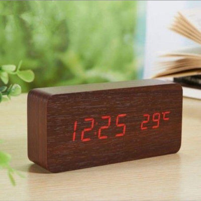 Ceas digital din lemn 862-VST cu afisaj LED temperatura si alarma