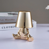 Veioza cu touch, Little Golden Man Thinker Lamp, incarcare USB, aurie, 3W