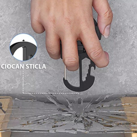 Lanterna LED tip breloc cu dispozitiv spargere geamuri, surubelnite, cheie, deschizator sticle Q-D911