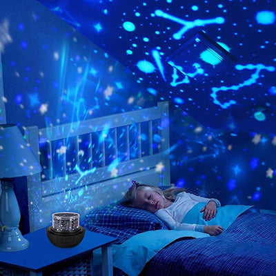 Lampa de veghe rotativa pentru copii, cu proiectie constelatii pe tavan