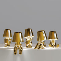 Veioza cu touch, Little Golden Man Thinker Lamp, incarcare USB, aurie, 3W - imagine 2