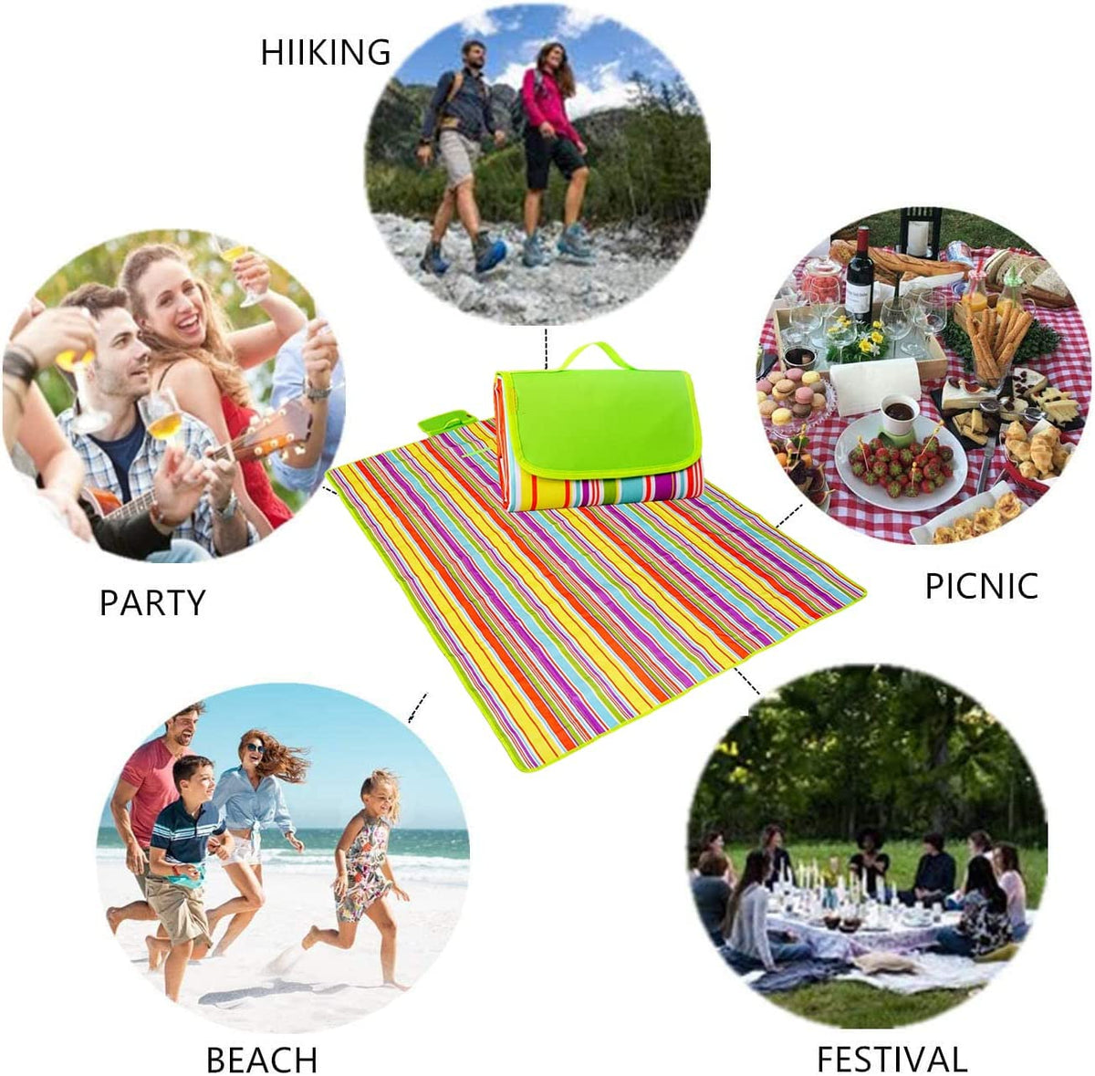 Patura impermeabila pentru plaja sau camping, 150 x 145 cm, diverse culori