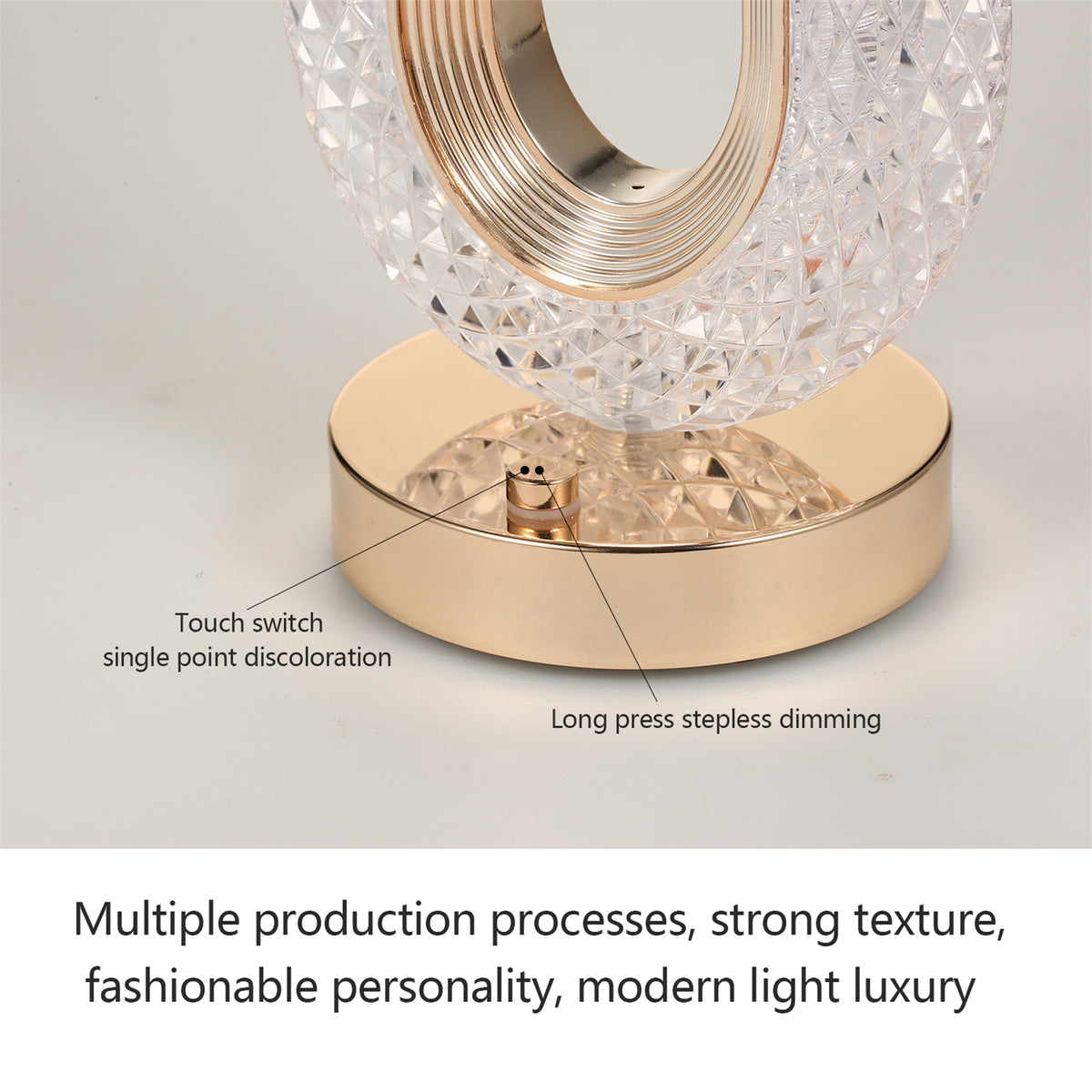 Lampa Diamond Crystal LED cu 3 temperaturi de culoare, alb rece, alb cald, neutru, culoare auriu