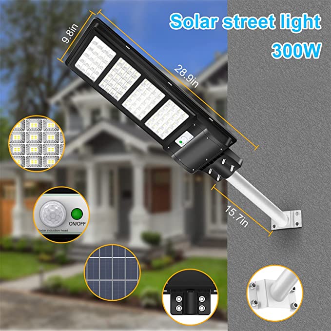 RESIGILAT - Lampa stradala proiector LED cu panou fotovoltaic si senzor, 120W/200W/300W