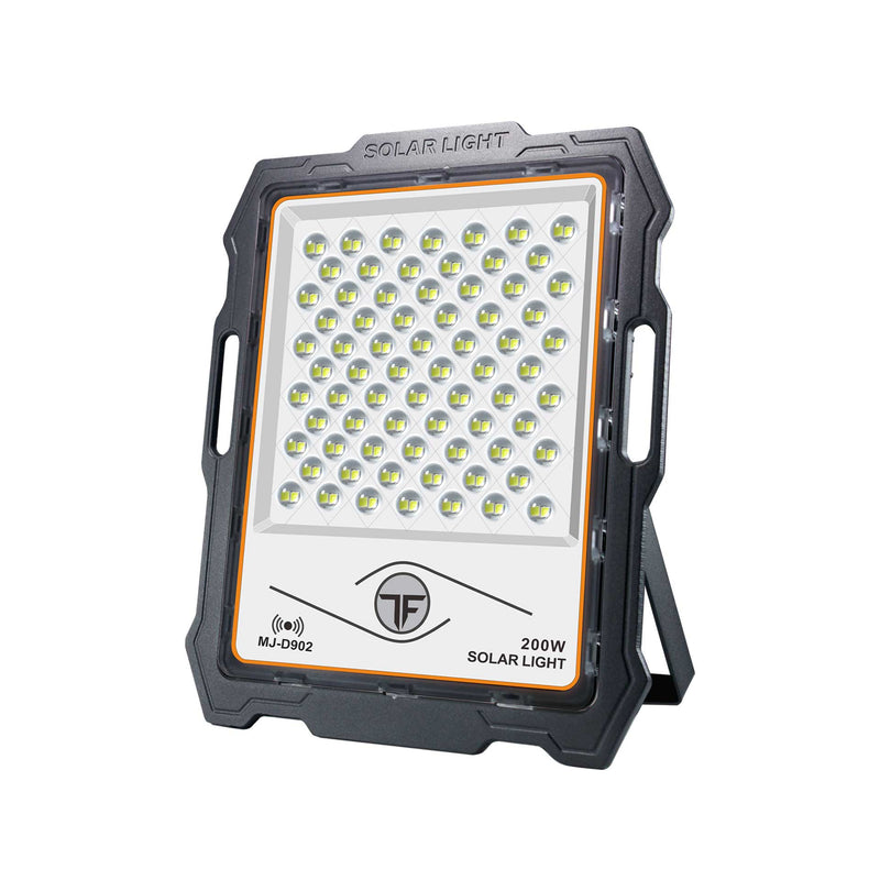 Proiector LED cu panou solar si senzor miscare, 100W-600W, 82-324 LED-uri, lumina alba, telecomanda