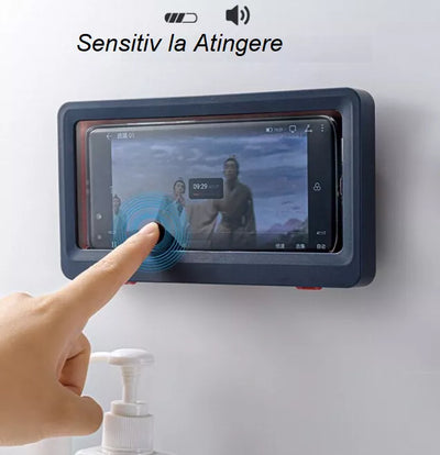 Carcasa Smartphone pentru dus, cu montare pe perete, universala, compatibila 4 - 6.8 inch, Anti-Aburire, Waterproof, Touch Screen