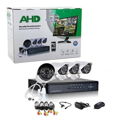 Sistem de supraveghere CCTV FULL HD, Kit DVR cu 4 camere exterior / interior din metal