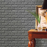 Tapet 3D caramizi argintii, gri, auto-adeziv pentru interior, 70 x 77 cm - imagine 3