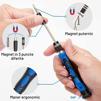 Set surubelnita cu 138 piese, biti otel, maner ergonomic