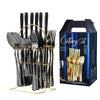 Set tacamuri 24 piese cu suport, otel inoxidabil